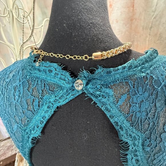 📌Azazie Lace Ink Blue Chiffon Formal - Bridesmaid Dress with Keyhole Backside - Picture 11 of 16